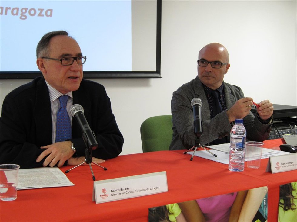 Carlos Sauras y Francisco Yagüe han presentado la campaña de Navidad de Cáritas
