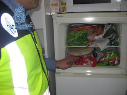 Nevera en la que se guardaba la droga