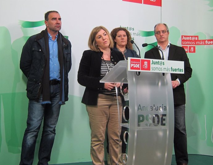 La secretaria provincial del PSOE de Cádiz, Irene García, en rueda de prensa