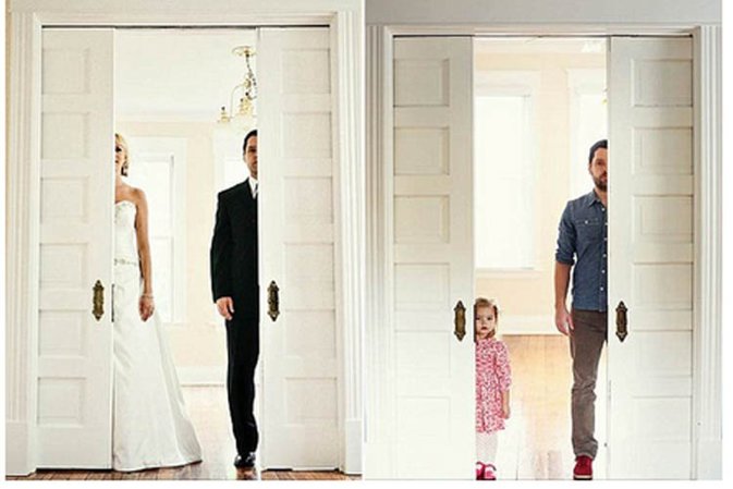 Un hombre recrea las fotos de su boda con su hija