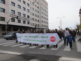 Manifestación de EHNE para reclamar la paralización del Canal de Navarra