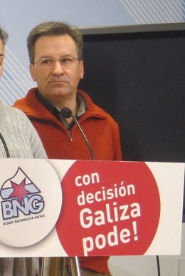 El portavoz nacional del BNG, Xavier Vence, durante la rueda de prensa