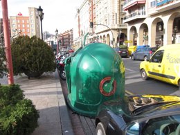 Contenedor de vidrio en El Espolón de Logroño