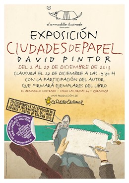 Cartel de exposición de ilustraciones de David Pintor en El Armadillo Ilustrado