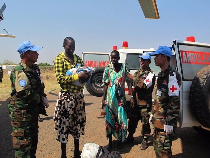 Evacuación de heridos de Bor por la UNMISS