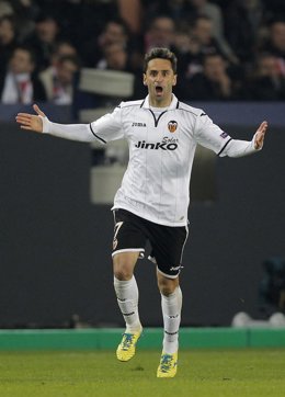 Jonas celebra un gol del Valencia