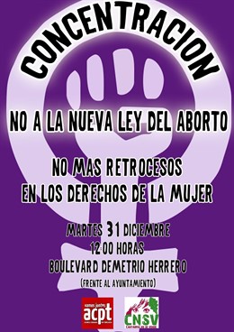 Cartel de la convocatoria de la concentración del 31 de diciembre