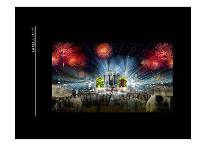 Simulación de la fiesta de fin de año en Barcelona