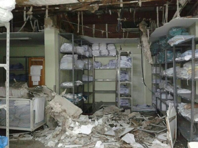 Derrumbe de un techo en el HUCA