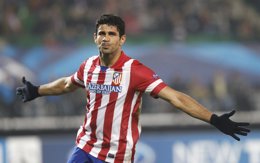 Diego Costa celebra el segundo gol en Viena
