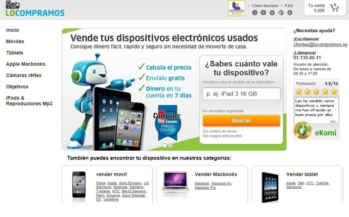 Web de dispositivos electrónicos usados 'locompramos.Es'