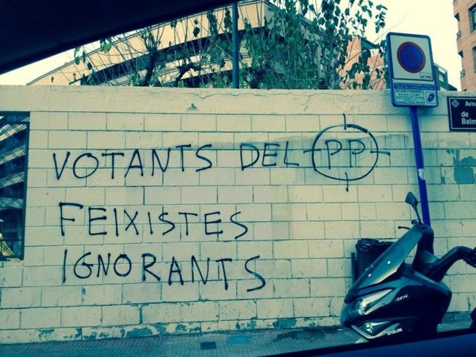 Pintada contra los votantes del PP en Lleida