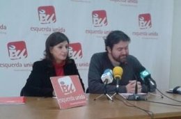 Yolanda Díaz y Rubén Pérez (EU) en rueda de prensa