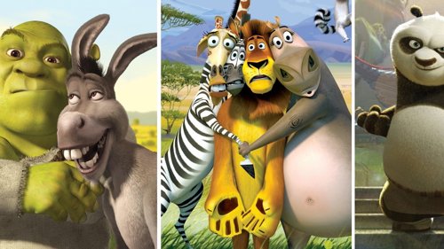 Montaje de 'Shrek', 'Madagascar' y 'Kung Fu Panda'