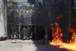 Enfrentamientos entre policías e indígenas mapuche en Santiago de Chile