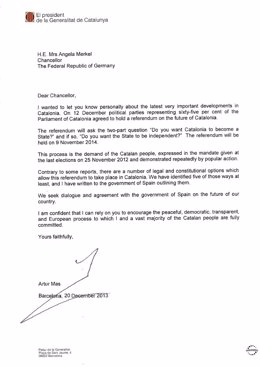 Carta de Artur Mas a mandatarios europeos