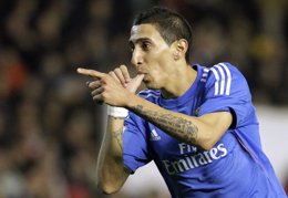 Di María tras marcar en Mestalla