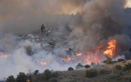 Incendio en una zona rural de Chile.