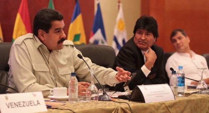 Nicolás Maduro junto a Rafael Correa y Evo Morales
