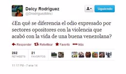 Delcy Rodríguez en Twitter