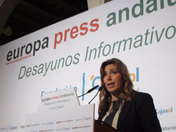 Susana Díaz, durante los Desayunos de Europa Press Andalucía