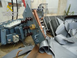 Imagen de la subestación dañada por robo. 