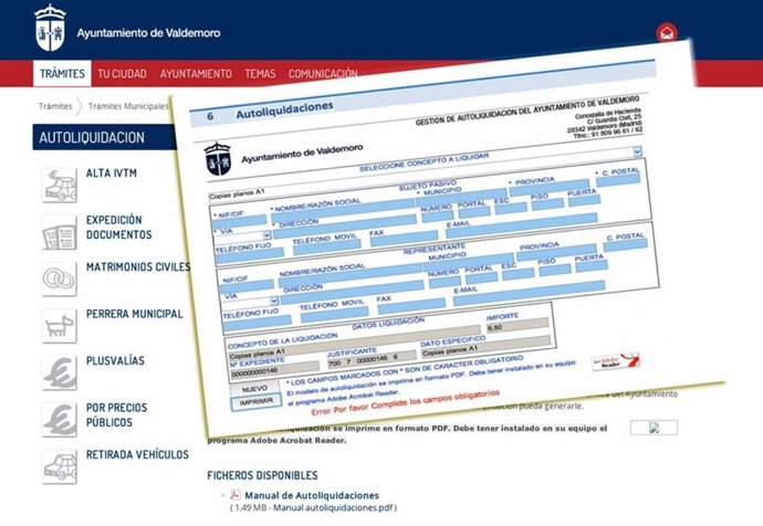Autoliquidación de impuestos en Valdemoro
