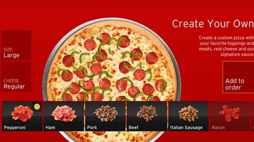 Captura de pantalla de la 'app' de Pizza Hut para Xbox 360