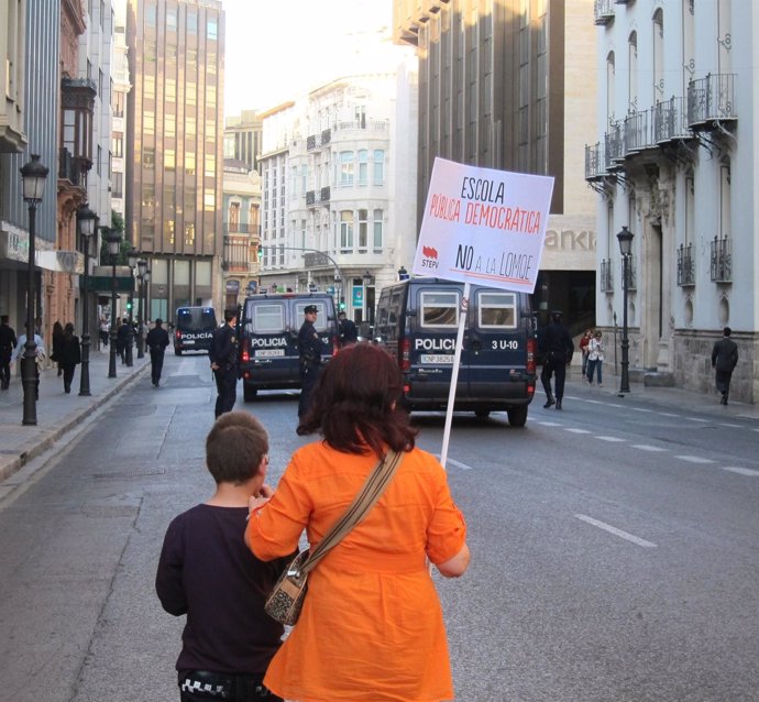 Manifestantes contra la LOMCE