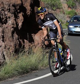 Alberto Contador entrenándose en Gran Canaria