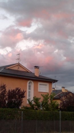Nubes, nublado, atardecer, cielo cubierto