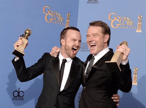 Poses in the press room during the 71st Annual Golden Globe Awards held at The B