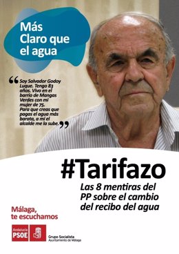 Folleto informativo de la campaña del PSOE en contra de la nueva tarifa del agua