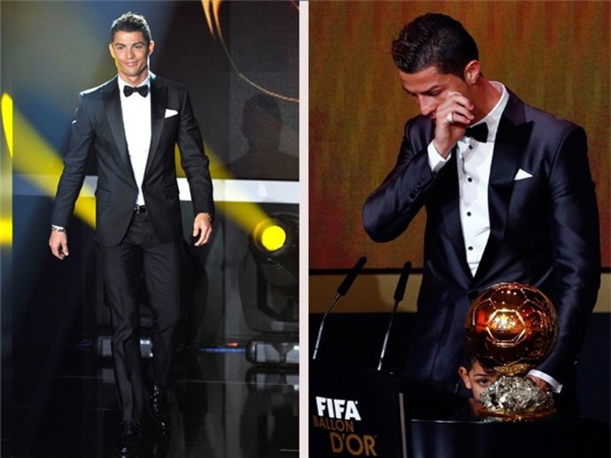 CRISTIANO RONALDO GLOBOS DE ORO TRAJE