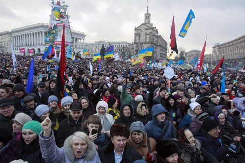 Manifestación de proeuropeos contra Yanukovich en Kiev