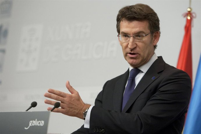 Alberto Núñez Feijóo en la rueda de prensa del Consello