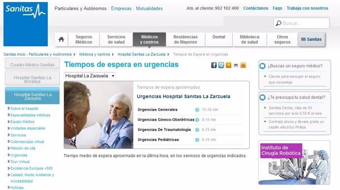 Aplicación 'on line' para saber el tiempo de espera en urgencias de hospitaless
