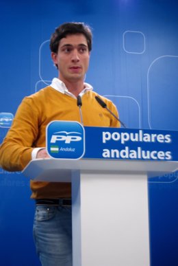 Luis Paniagua, de NNGG de Andalucía, en rueda de prensa