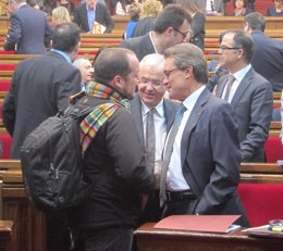 David Fernández (CUP), Ferran Mascarell y Artur Mas