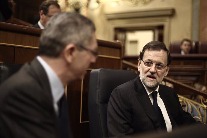 Rajoy y Gallardón en el Pleno del Congreso