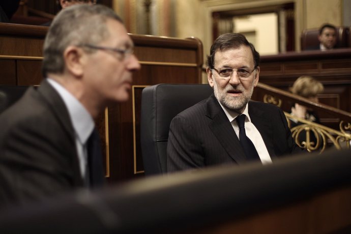 Rajoy y Gallardón en el Pleno del Congreso