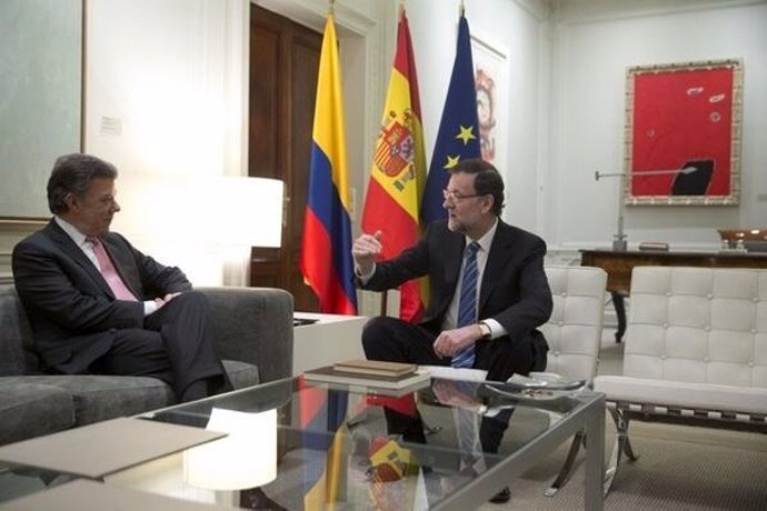 El presidente de Colombia, Juan Manuel Santos, y el de España, Mariano Rajoy