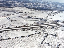 Carretera nevada en Catalunya (Archivo)