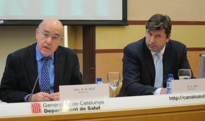 El conseller de Salud B.Ruiz y el dtor.Gral. De Roche A.Abt