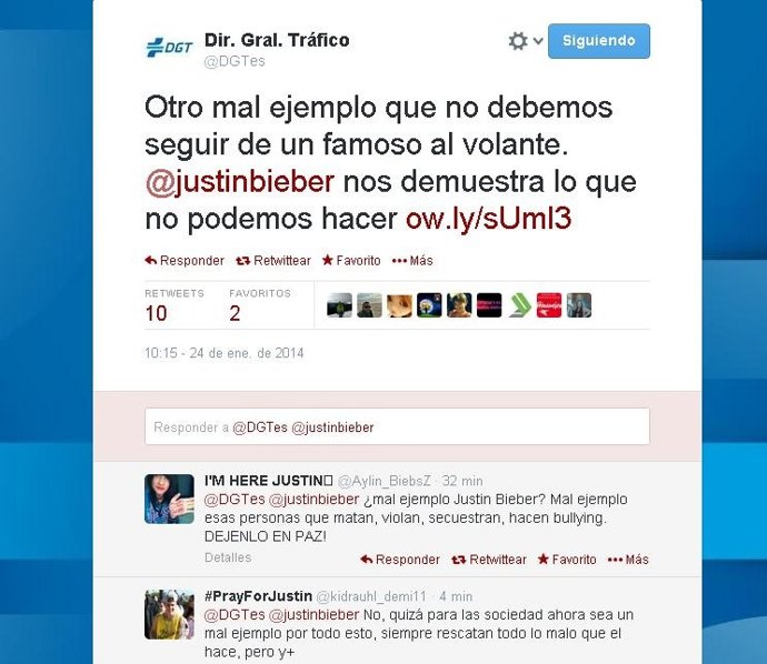 Cuenta oficial de la DGT en Twitter