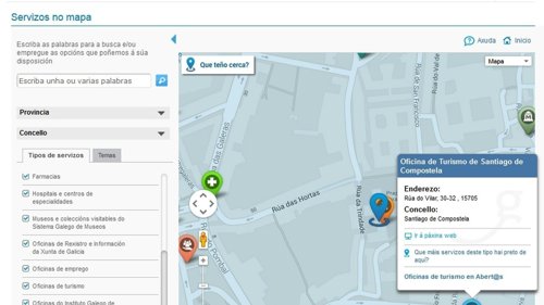 La aplicación 'Servizos no mapa' de la web de la Xunta localiza más de 6.300 rec