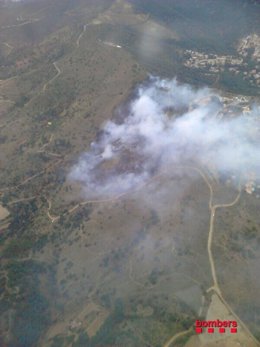 Imagen del incendio forestal de Tiana
