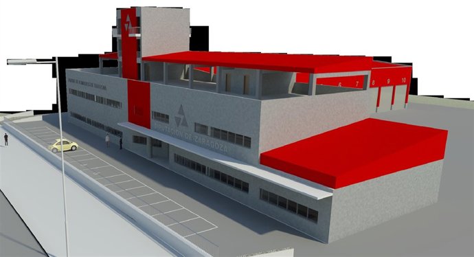 Vista del nuevo parque de bomberos de Tarazona, ahora en construcción