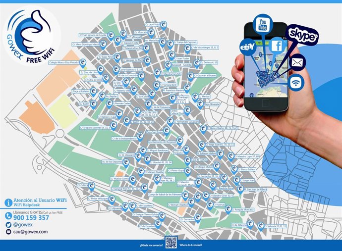 Mapa de puntos WiFi de Gowex
