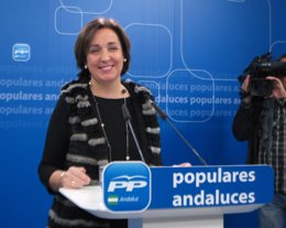 La vicesecretaria del PP-A, Ana Corredera, hoy en rueda de prensa